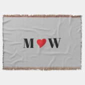 Aangepaste koppel initials A Houdt van B rood hart Deken (Voorkant)