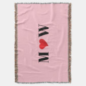 Aangepaste koppel initials A Loves B rode hart roz Deken (Voorkant Verticaal)
