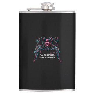 Aangepaste koppel jubileum neon papegaaien winter heupfles
