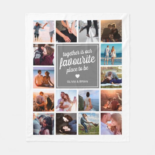 Aangepaste koppelfotocollage fleece deken (Voorkant)