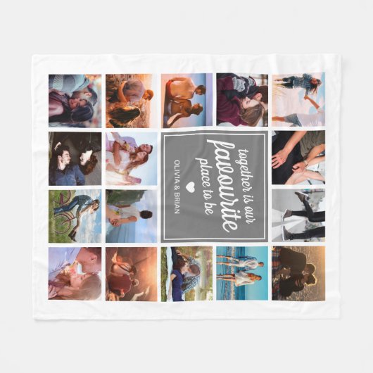 Aangepaste koppelfotocollage fleece deken (Voorkant (Horizontaal))