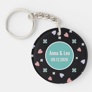 Aangepaste Koppelnamen Lucky Heart Datum Sleutelhanger