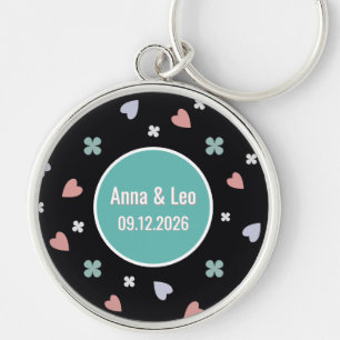 Aangepaste Koppelnamen Lucky Heart Datum Sleutelhanger