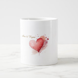Aangepaste Koppelnamen Watercolor Hart Specialist Grote Koffiekop