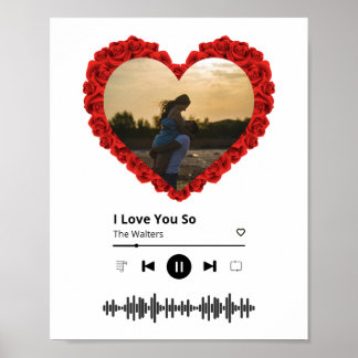 Aangepaste koppels foto | Heart Shadow Flowers Poster