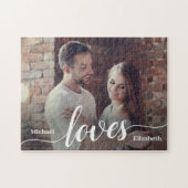 Aangepaste Koppels Foto Liefde Script Legpuzzel (Horizontaal)