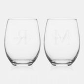 Aangepaste Koppels Monogram Naam Jubileum Wijnglas Zonder Voet (Achterkant)