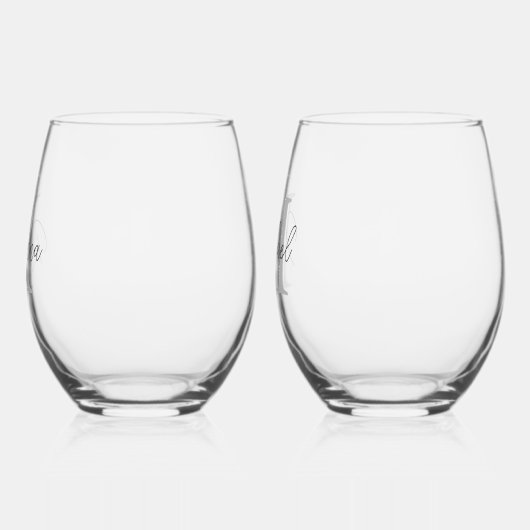 Aangepaste Koppels Monogram Naam Jubileum Wijnglas Zonder Voet (Links)