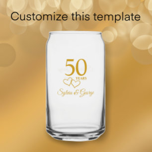Aangepaste koppels Naam Keepsake 50ste Jubileum Gi Blikvorm Glas