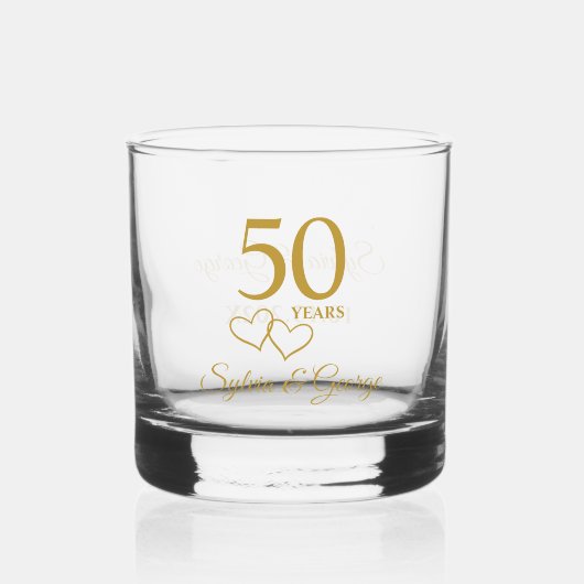 Aangepaste koppels Naam Keepsake 50ste Jubileum Gi Whisky Glas (Voorkant)