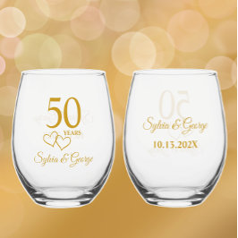 Aangepaste koppels Naam Keepsake 50ste Jubileum Gi Wijnglas Zonder Voet