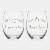 Aangepaste koppels Namen 25e Jubileum Keepsake Wijnglas Zonder Voet (Voorkant)
