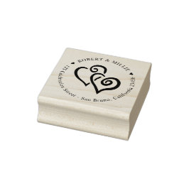 Aangepaste Koppels Namen Ronde Return Adres Bruilo Rubberstempel