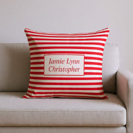 Aangepaste Koppels Namen Rood/Wit Strepen Kussen