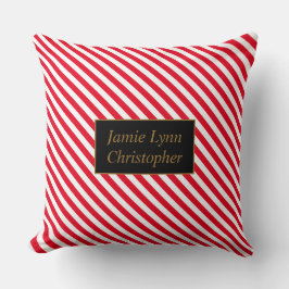 Aangepaste Koppels Namen Rood/Wit Strepen Kussen