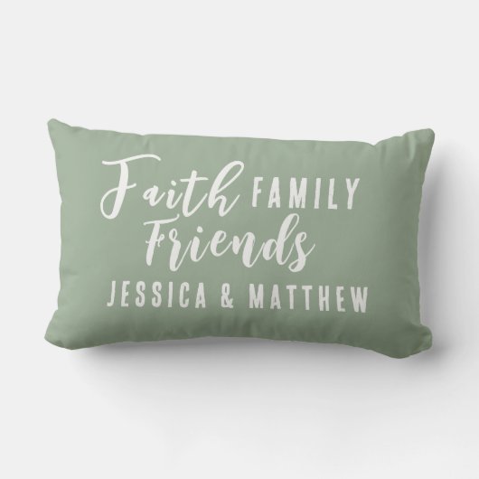Aangepaste koppels Sage Geloof Familie Vrienden Kussen (Achterkant)