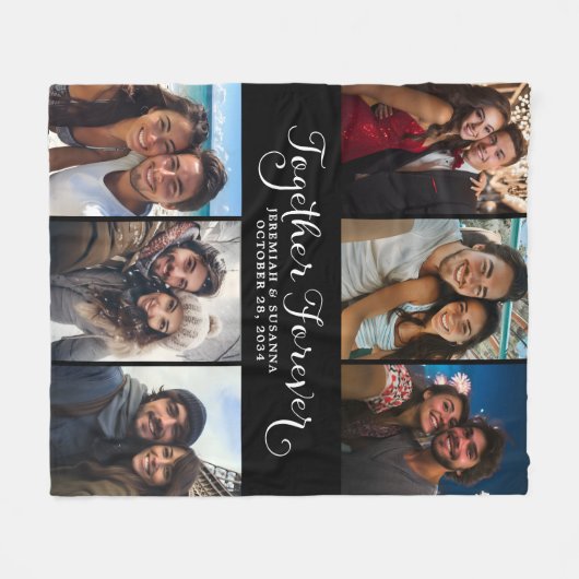 Aangepaste koppels samen voor altijd Fotocollage Fleece Deken (Voorkant (Horizontaal))