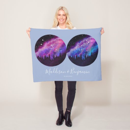 Aangepaste Koppels Zodiac Cadeaus Elke Horoscoop Fleece Deken (In situ)