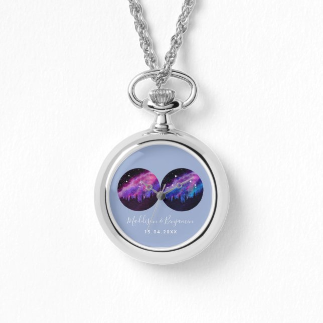 Aangepaste Koppels Zodiac Cadeaus Elke Horoscoop Horloge (Voorkant)