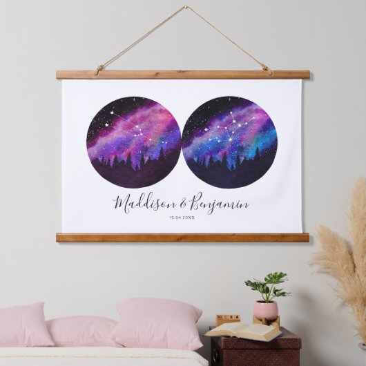 Aangepaste Koppels Zodiac Gifts Elke Horoscoop Hangend Wandkleed (Slaapkamer)