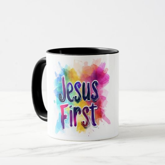 Aangepaste koptekst Jesus First Mok (Voorkant links)