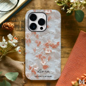 Aangepaste Koraal Geborduurde Bloemen met Quote Case-Mate iPhone Case