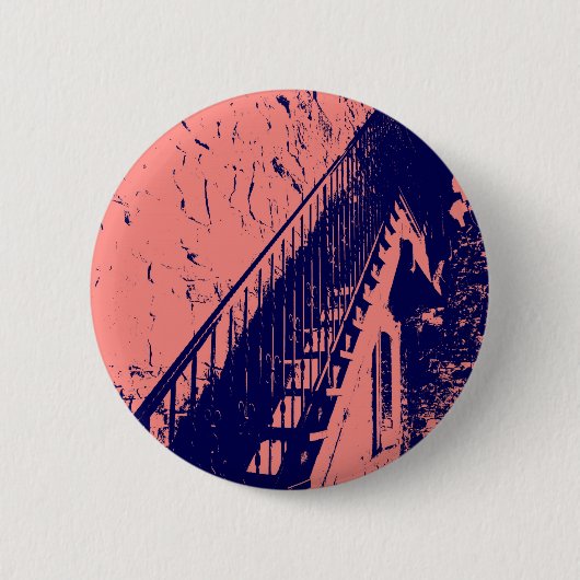 Aangepaste koraal Navy Blue Trap Knop Ronde Button 5,7 Cm (Voorkant)