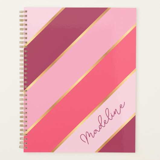 Aangepaste koraal rode blush mauve roze gouden kun planner (Voorkant)