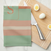 Aangepaste Koraal Salie Streep Monogram Boho Paste Theedoek (Quarter Fold)