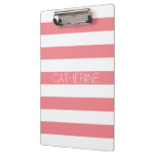 Aangepaste koraalroze & witte, vetgedrukte streep  klembord (Links)