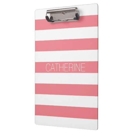 Aangepaste koraalroze & witte, vetgedrukte streep  klembord (Links)