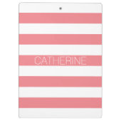 Aangepaste koraalroze & witte, vetgedrukte streep  klembord (Achterkant)