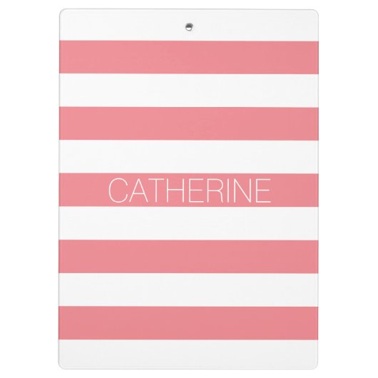 Aangepaste koraalroze & witte, vetgedrukte streep  klembord (Achterkant)