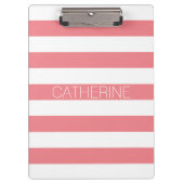 Aangepaste koraalroze & witte, vetgedrukte streep  klembord (Voorkant)