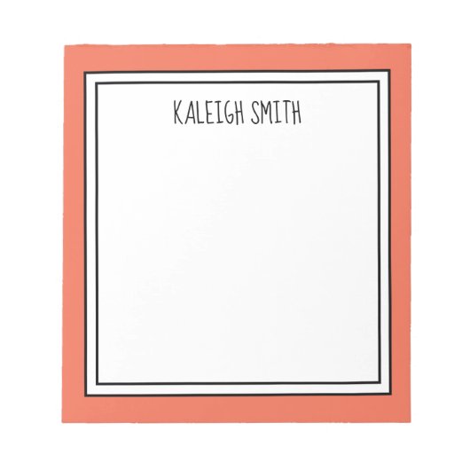 Aangepaste koraalwitte bewerkbare kleur notitieblok (Voorkant)