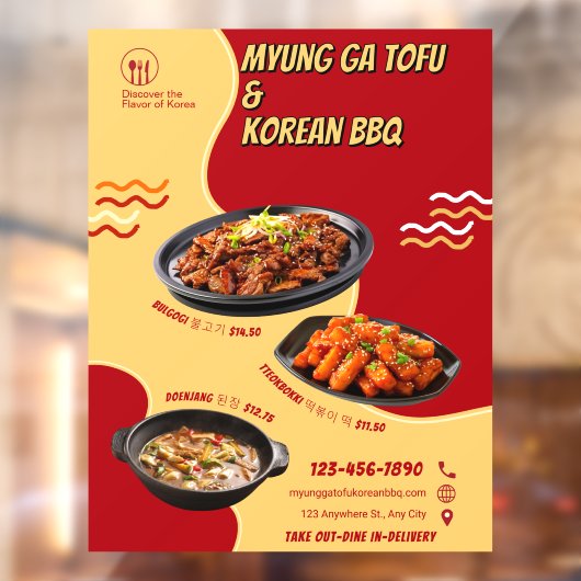 Aangepaste Koreaanse restaurantreclamefront Raamsticker (Vel 2)