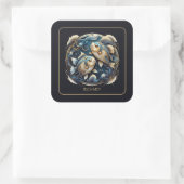 Aangepaste Kosmische Vis Zodiac-teken Zwart Goud V Vierkante Sticker (Tas)
