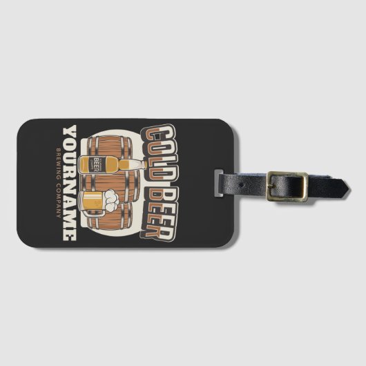 Aangepaste koude bieren, eik en brei bagagelabel (Voorkant (horizontaal))