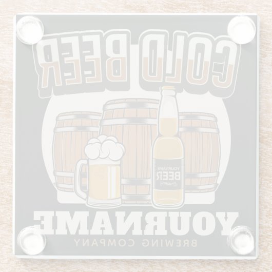 Aangepaste koude bieren, eik en brei glazen onderzetter (Achterkant)