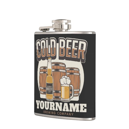 Aangepaste koude bieren, eik en brei heupfles (Links)