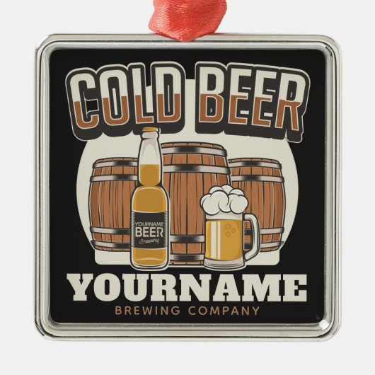 Aangepaste koude bieren, eik en brei metalen ornament (Voorkant)