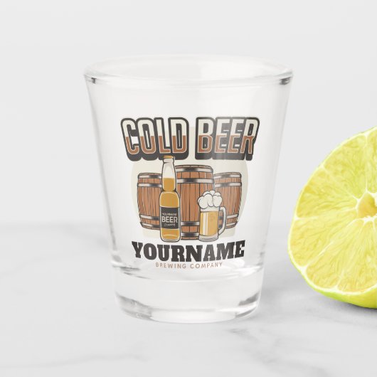 Aangepaste koude bieren, eik en brei shot glas (Voorkant)
