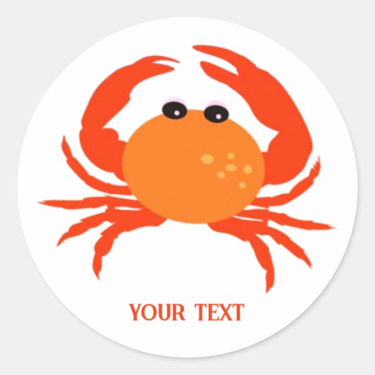 Aangepaste krab rood warm oranje, eenvoudig schoon ronde sticker (Voorkant)