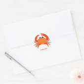 Aangepaste krab rood warm oranje, eenvoudig schoon ronde sticker (Envelop)