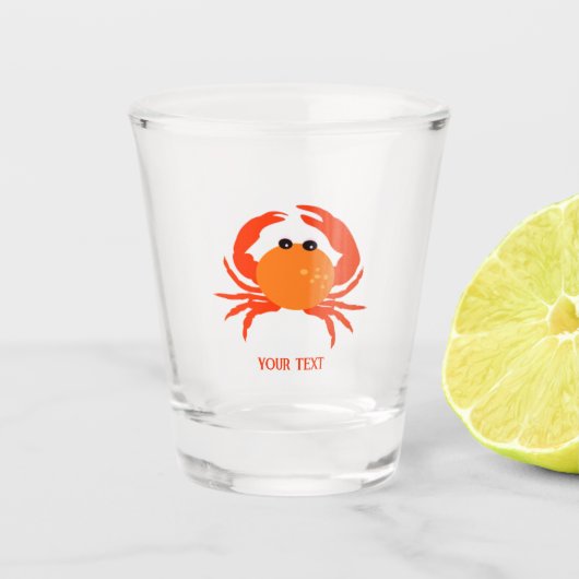 Aangepaste krab rood warm oranje, eenvoudig schoon shot glas (Voorkant)