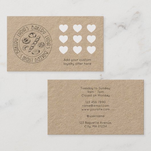 Aangepaste Kraft Bakkerij Loyalty Card (Voorkant / Achterkant)