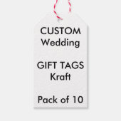 Aangepaste KRAFT Gift Labels (10), ROOD & WIT Touw Cadeaulabel (Voorkant)