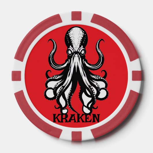 Aangepaste Kraken Octopus Pijlinktvis Naam Persoon Poker Chips (Voorkant)
