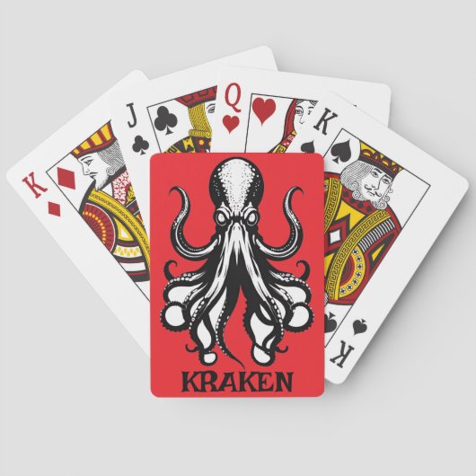Aangepaste Kraken Octopus Pijlinktvis Naam Persoon Pokerkaarten (Achterkant)