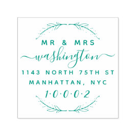 Aangepaste krans & script Mr & Mrs Retouradres Zelfinktende Stempel